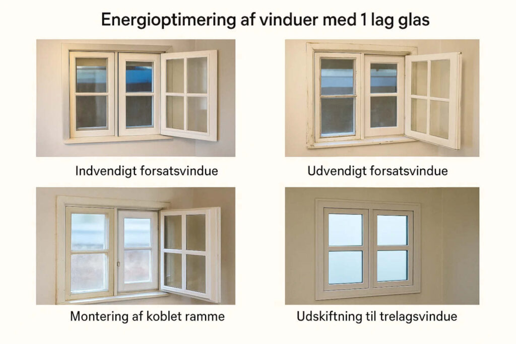 Effektiv energirenovering af vinduer med1 lagsglas
